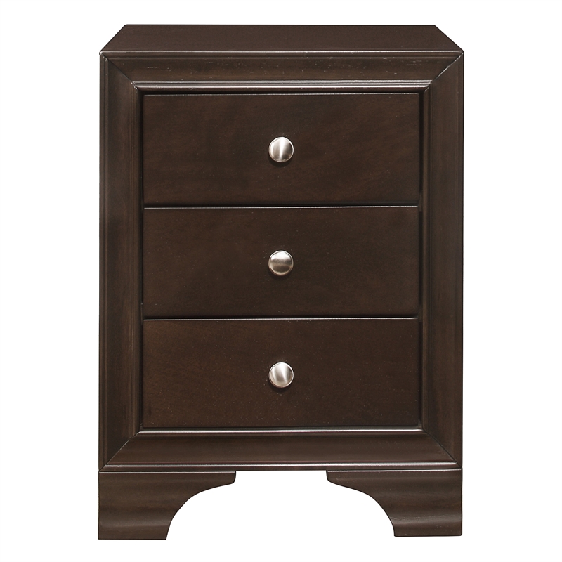 Folu 26 Inch Nightstand- USB Port- 3 Drawers with Chrome Knobs- Gray Finish