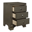 Folu 26 Inch Nightstand- USB Port- 3 Drawers with Chrome Knobs- Gray Finish