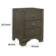 Folu 26 Inch Nightstand- USB Port- 3 Drawers with Chrome Knobs- Gray Finish