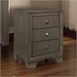 Folu 26 Inch Nightstand- USB Port- 3 Drawers with Chrome Knobs- Gray Finish