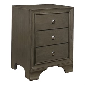 Folu 26 Inch Nightstand- USB Port- 3 Drawers with Chrome Knobs- Gray Finish