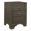Folu 26 Inch Nightstand- USB Port- 3 Drawers with Chrome Knobs- Gray Finish