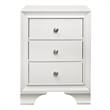 Folu 26 Inch Nightstand- USB Port- 3 Drawers with Chrome Knobs- White