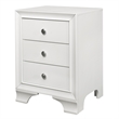 Folu 26 Inch Nightstand- USB Port- 3 Drawers with Chrome Knobs- White