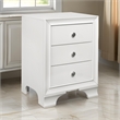 Folu 26 Inch Nightstand- USB Port- 3 Drawers with Chrome Knobs- White