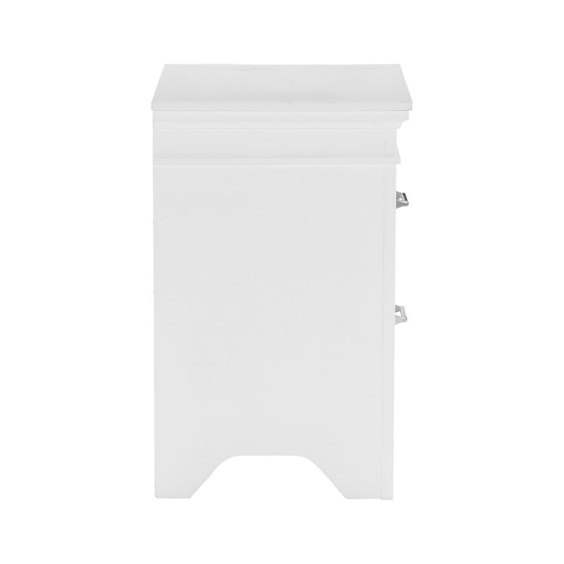 Candy 25 Inch Nightstand- 2 Drawers- Nickel Bar Handles- White Solid Wood