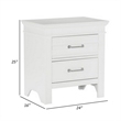 Candy 25 Inch Nightstand- 2 Drawers- Nickel Bar Handles- White Solid Wood