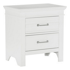 Candy 25 Inch Nightstand- 2 Drawers- Nickel Bar Handles- White Solid Wood