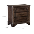 Amey 30 Inch Nightstand- 3 Drawers with Bar Handles- Rustic Brown Wood