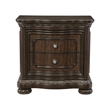 Joni 31 Inch Nightstand- Bow Front 2 Drawers- USB Port- Dark Cherry Brown