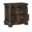 Joni 31 Inch Nightstand- Bow Front 2 Drawers- USB Port- Dark Cherry Brown