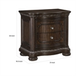 Joni 31 Inch Nightstand- Bow Front 2 Drawers- USB Port- Dark Cherry Brown