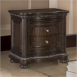 Joni 31 Inch Nightstand- Bow Front 2 Drawers- USB Port- Dark Cherry Brown