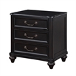 Vix 27 Inch Nightstand- 3 Drawers- Molded Design Pewter Drop Handles- Black