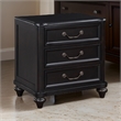 Vix 27 Inch Nightstand- 3 Drawers- Molded Design Pewter Drop Handles- Black