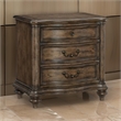 Deborah 30 Inch Nightstand- 3 Drawers- Bronze Drop Handles- Brown Wood