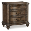 Deborah 30 Inch Nightstand- 3 Drawers- Bronze Drop Handles- Brown Wood