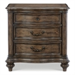 Deborah 30 Inch Nightstand- 3 Drawers- Bronze Drop Handles- Brown Wood