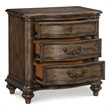 Deborah 30 Inch Nightstand- 3 Drawers- Bronze Drop Handles- Brown Wood