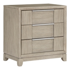 Owen 29 Inch Nightstand- 3 Drawers- USB Charging Port- Light Beige Wood