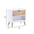 Kara 27 Inch Kids Nightstand- 1 Drawer- 1 Storage Cubby- White- Brown Wood