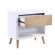 Kara 27 Inch Kids Nightstand- 1 Drawer- 1 Storage Cubby- White- Brown Wood