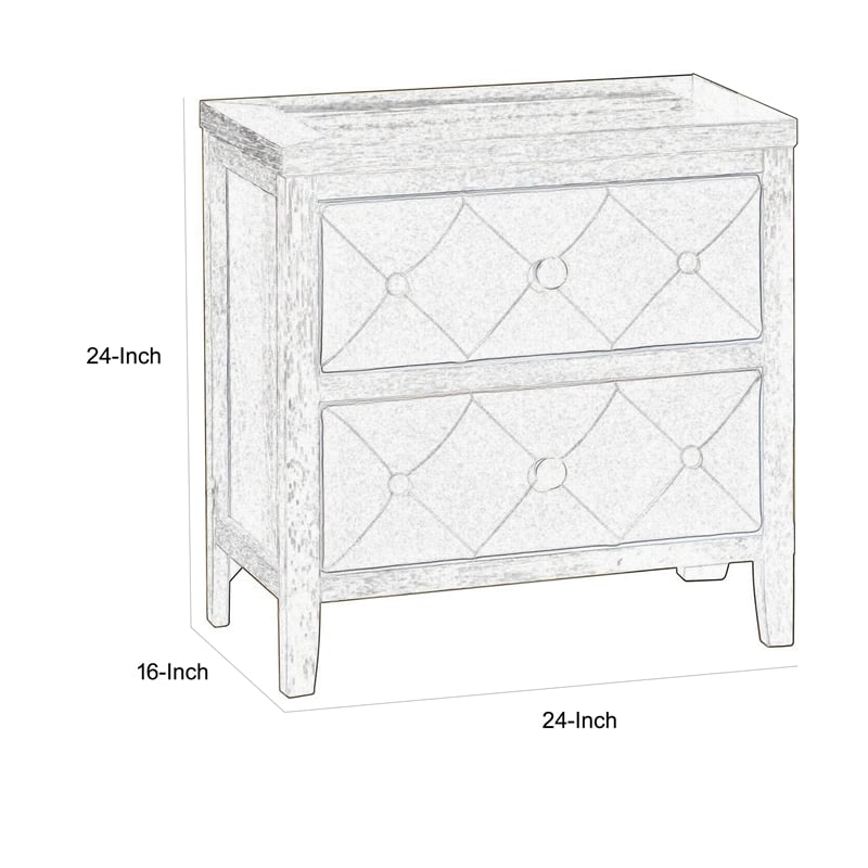 Moni 24 Inch Nightstand- 2 Drawers- Beige- Cherry Espresso Brown Wood Frame