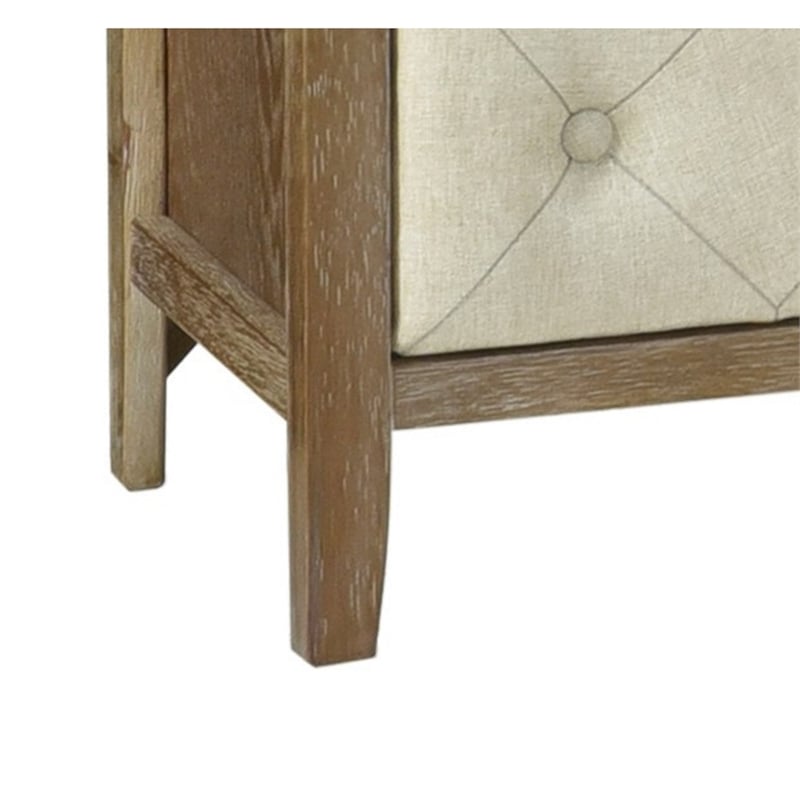 Moni 24 Inch Nightstand- 2 Drawers- Beige and Walnut Brown Wood Frame