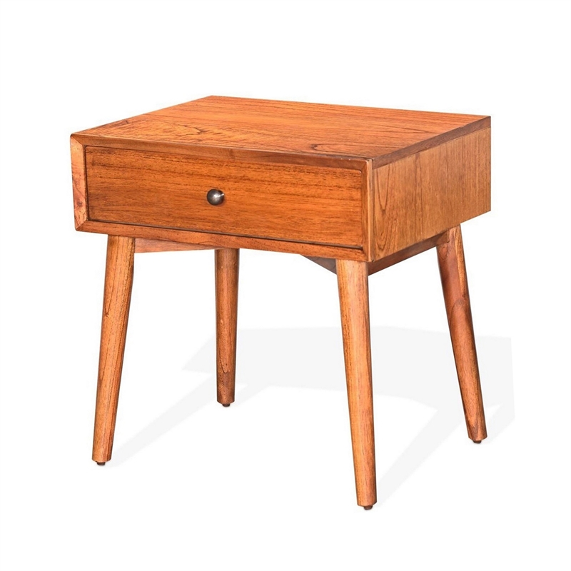 Amy Nightstand w Drawer- Metal Handle- 60 Inch Orange Brown