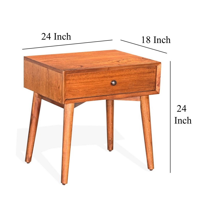 Amy Nightstand w Drawer- Metal Handle- 60 Inch Orange Brown