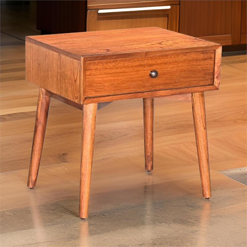 Amy Nightstand w Drawer- Metal Handle- 60 Inch Orange Brown