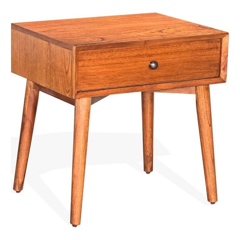 Amy Nightstand w Drawer- Metal Handle- 60 Inch Orange Brown