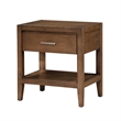 Evi Nightstand- 1 Drawer w Lower Open Shelf- Brushed Rich Brown Wood