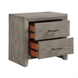 Laso Nightstand- 2 Drawers w Metal Handles- 28 Inch- Gray Acacia Wood