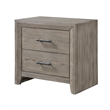 Laso Nightstand- 2 Drawers w Metal Handles- 28 Inch- Gray Acacia Wood