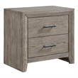 Laso Nightstand- 2 Drawers w Metal Handles- 28 Inch- Gray Acacia Wood