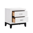 Ameya Nightstand- 2 Drawers w Chrome Handles- White and Black- 25 Inch