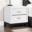 Ameya Nightstand- 2 Drawers w Chrome Handles- White and Black- 25 Inch