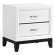 Ameya Nightstand- 2 Drawers w Chrome Handles- White and Black- 25 Inch