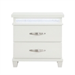 Jisy Nightstand- 2 Drawers- LED Lights- White Wood- Chrome Handles