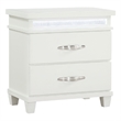 Jisy Nightstand- 2 Drawers- LED Lights- White Wood- Chrome Handles