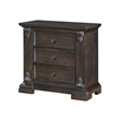 Walz Nightstand- 3 Drawers- Espresso Brown Oak Veneer- Black Knobs