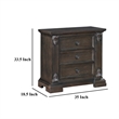 Walz Nightstand- 3 Drawers- Espresso Brown Oak Veneer- Black Knobs