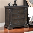 Walz Nightstand- 3 Drawers- Espresso Brown Oak Veneer- Black Knobs