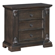 Walz Nightstand- 3 Drawers- Espresso Brown Oak Veneer- Black Knobs