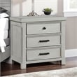 Brok Nightstand- 3 Drawers- Light Gray Acacia Wood- Black Bar Handles
