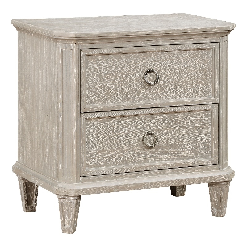 Aeny Nightstand- 2 Drawer Ring Handles- Light Brownish Gray Oak Veneer
