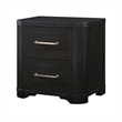Chas Nightstand- 2 Drawers Brass Bar Handles- Charcoal Black Wood