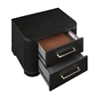 Chas Nightstand- 2 Drawers Brass Bar Handles- Charcoal Black Wood