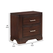 Hudy 2 Drawer Nightstand- 26 Inch- Cherry Brown Birch Veneer